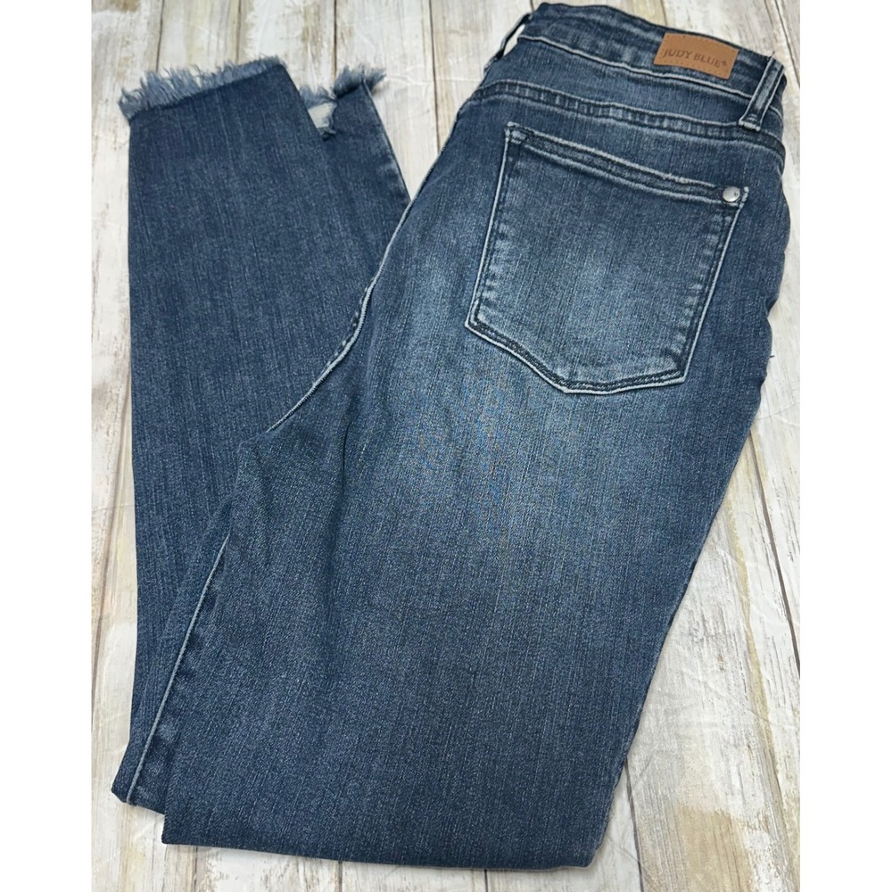 Judy Blue Skinny Fit Dark Wash‎ Raw Hem Distressed Jeans JB88425 Size 7/28